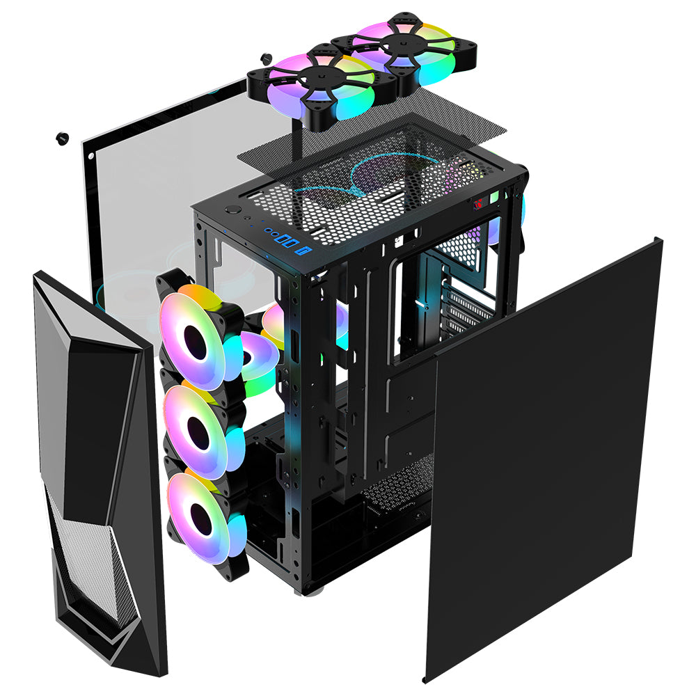 1STPLAYER DK-3 ATX RGB Tempered Glass Gaming Casing Chassis (Black/White/Pink)