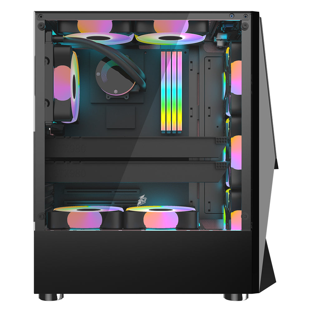 1STPLAYER DK-3 ATX RGB Tempered Glass Gaming Casing Chassis (Black/White/Pink)