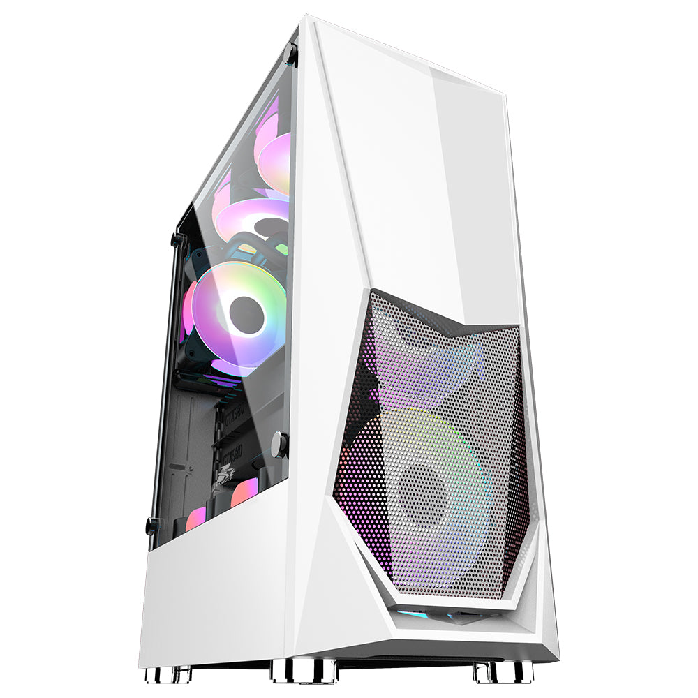 1STPLAYER DK-3 ATX RGB Tempered Glass Gaming Casing Chassis (Black/White/Pink)